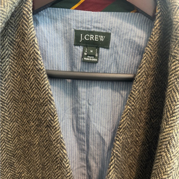 J. Crew Men's Brown Herringbone Wool Blazer and Waistcoat - Picture 7 of 9